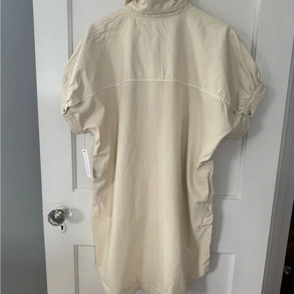 NWT  Treasure + Bond Woven Polo Shift Dress Stone Khaki Beige Medium M - Picture 4 of 4